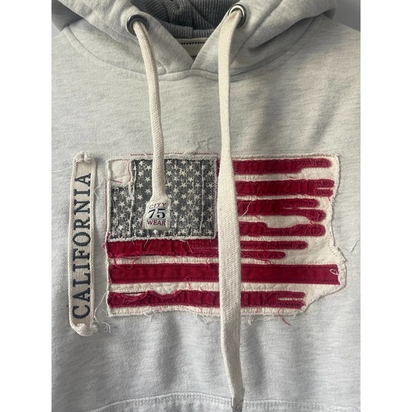 California American Flag Fleece Lined Hoodie Sweatshirt - Picture 2 of 5